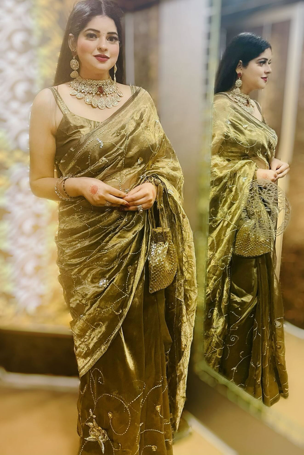 Pure silk black Golden tissue