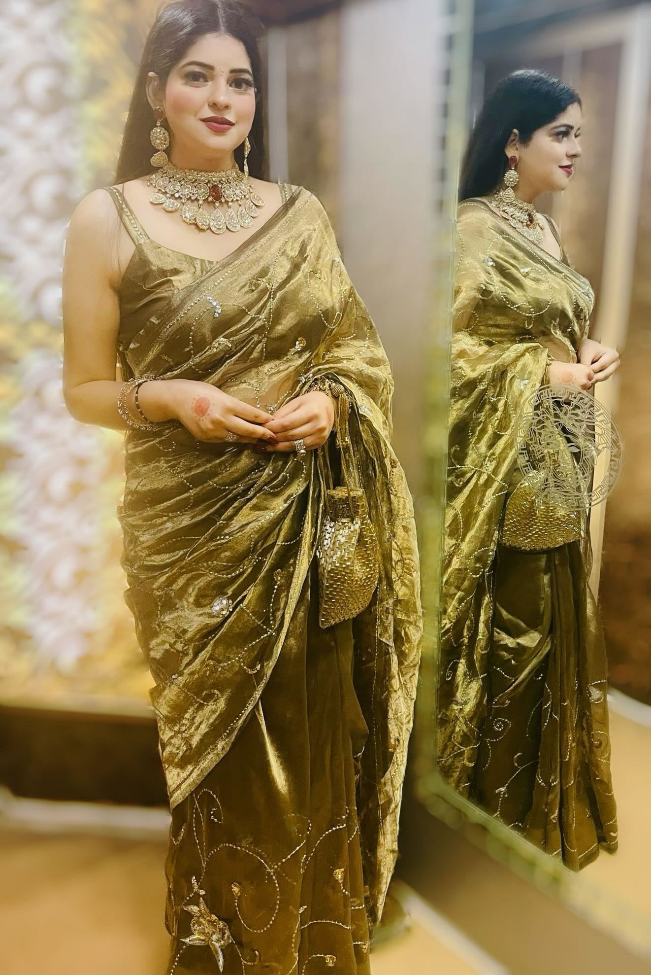 Pure silk black Golden tissue