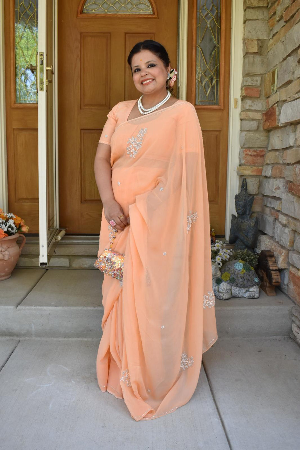 Peach Georgette PearlMotifs
