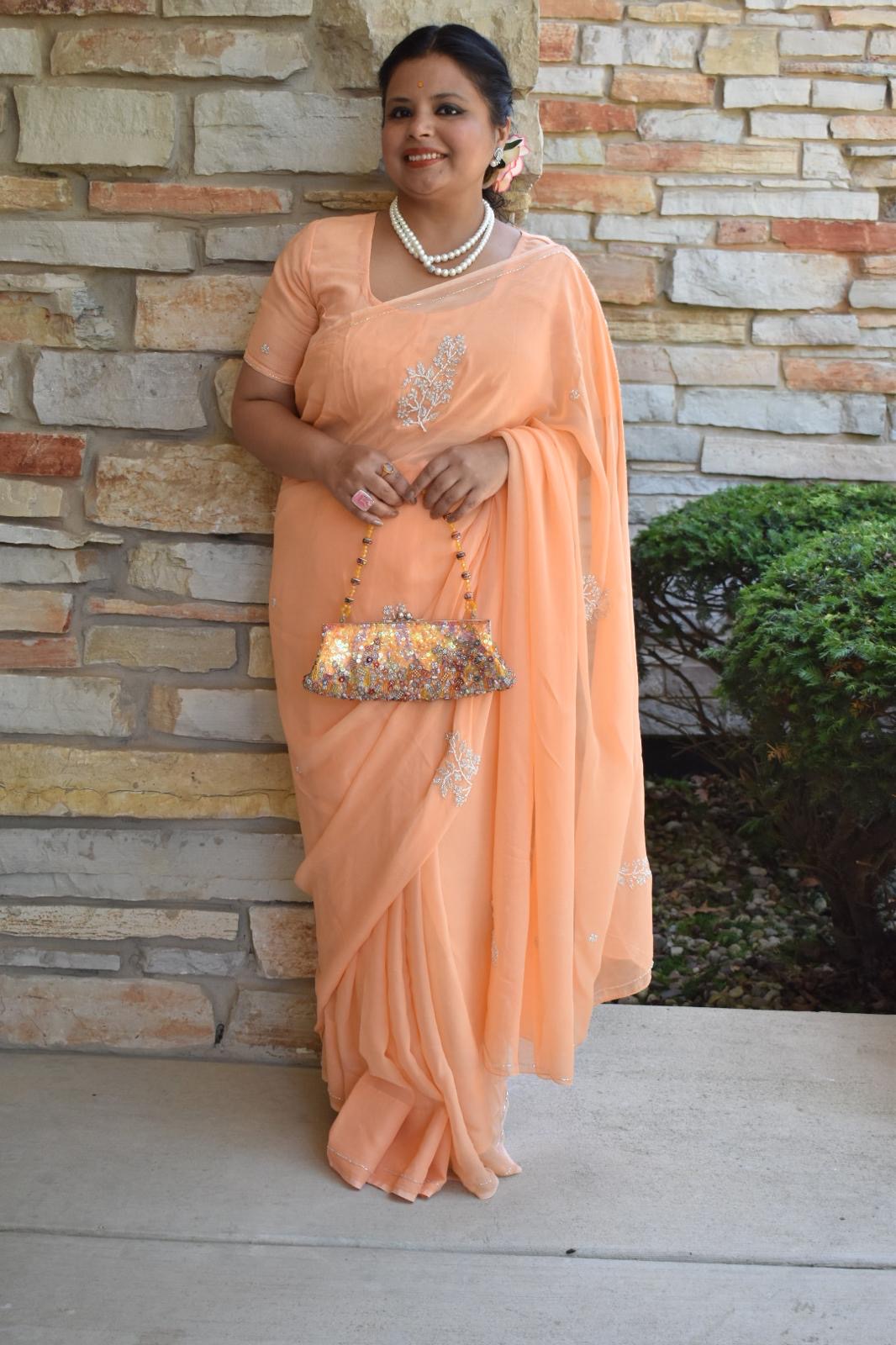 Peach Georgette PearlMotifs