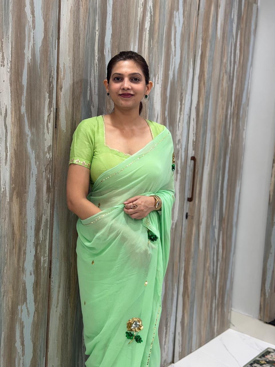 Mint Gulzar Saree