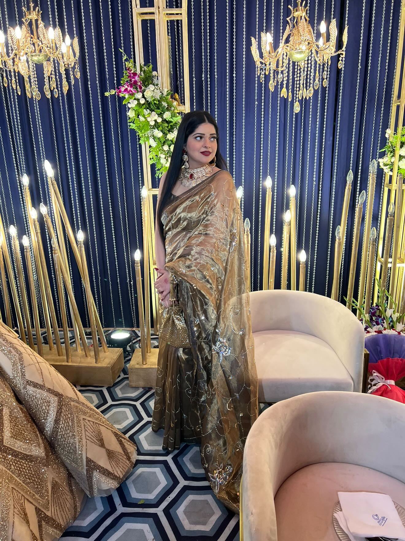 Pure silk black Golden tissue