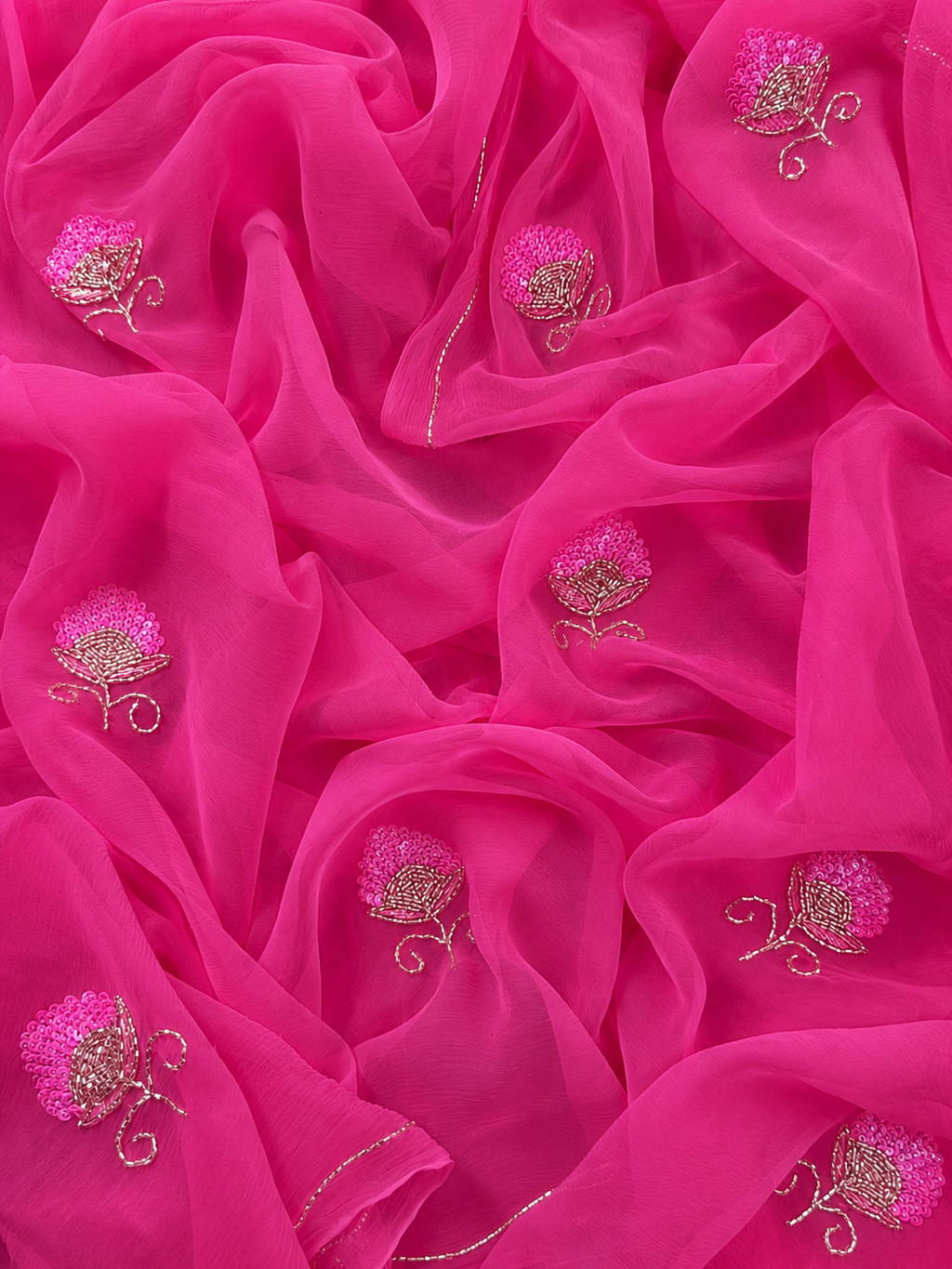 Hot pink minimalist saree