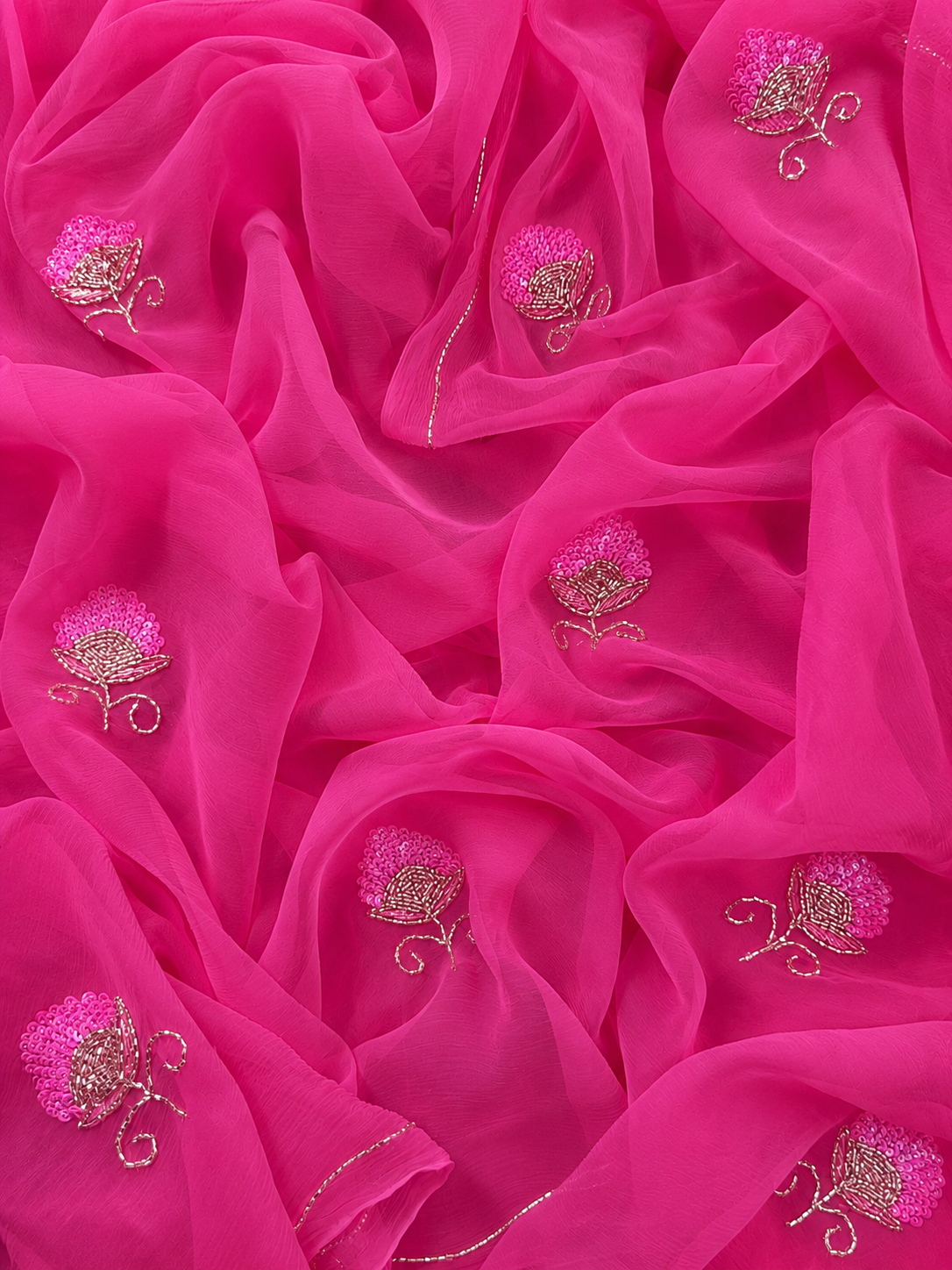 Hot pink minimalist saree