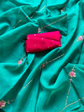 Green organza bel saree