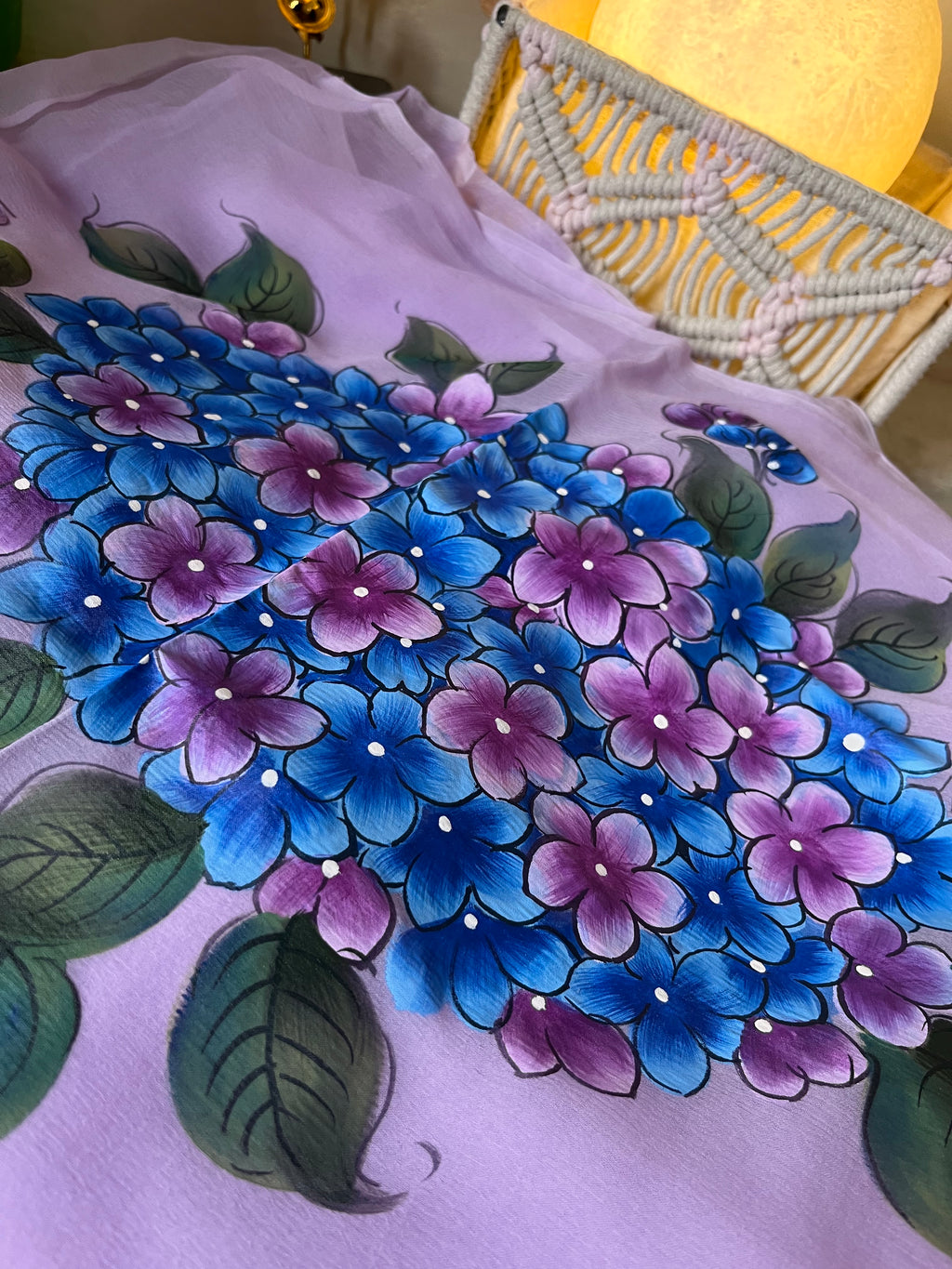 Hydrangeas Handpainted chiffon