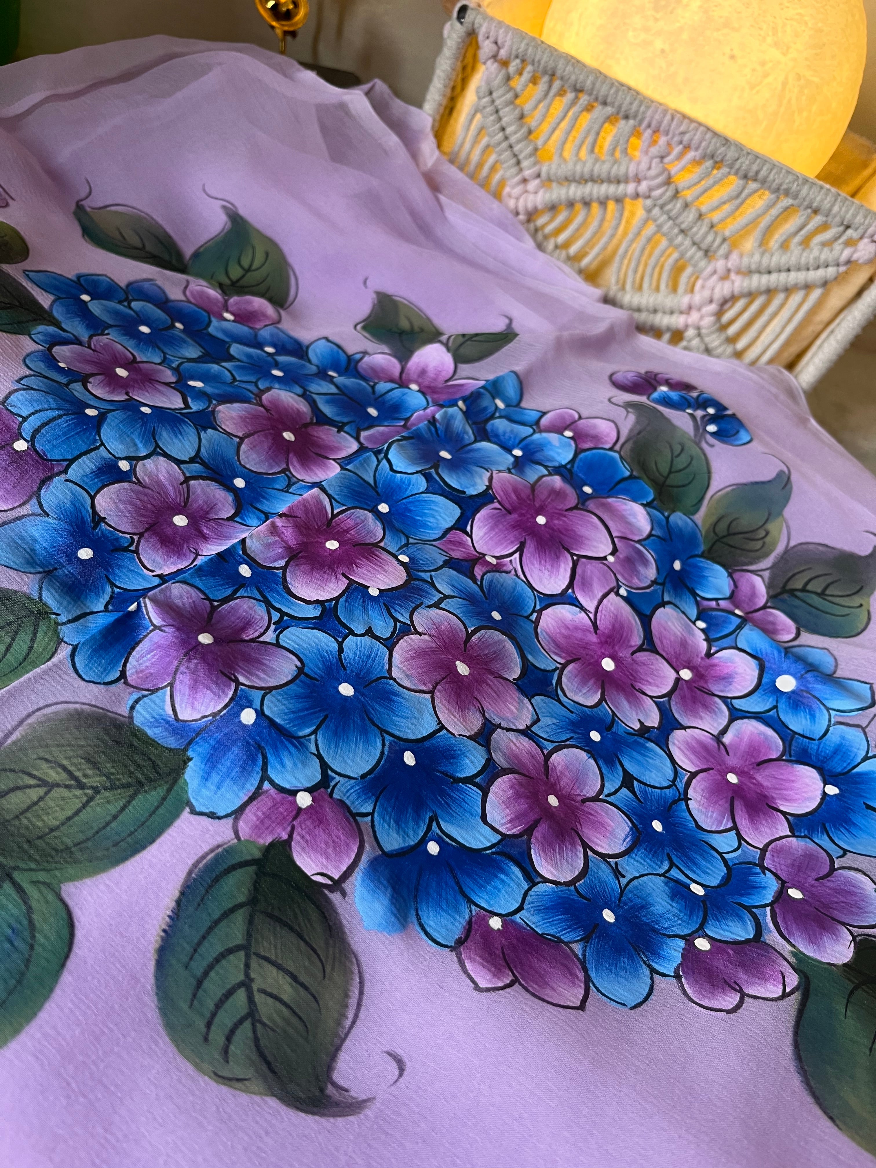 Hydrangeas Handpainted chiffon