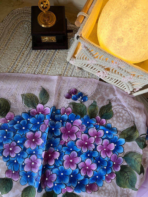 Hydrangeas Handpainted chiffon