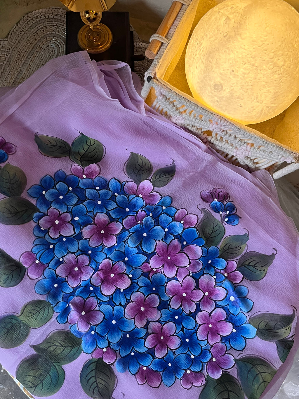 Hydrangeas Handpainted chiffon