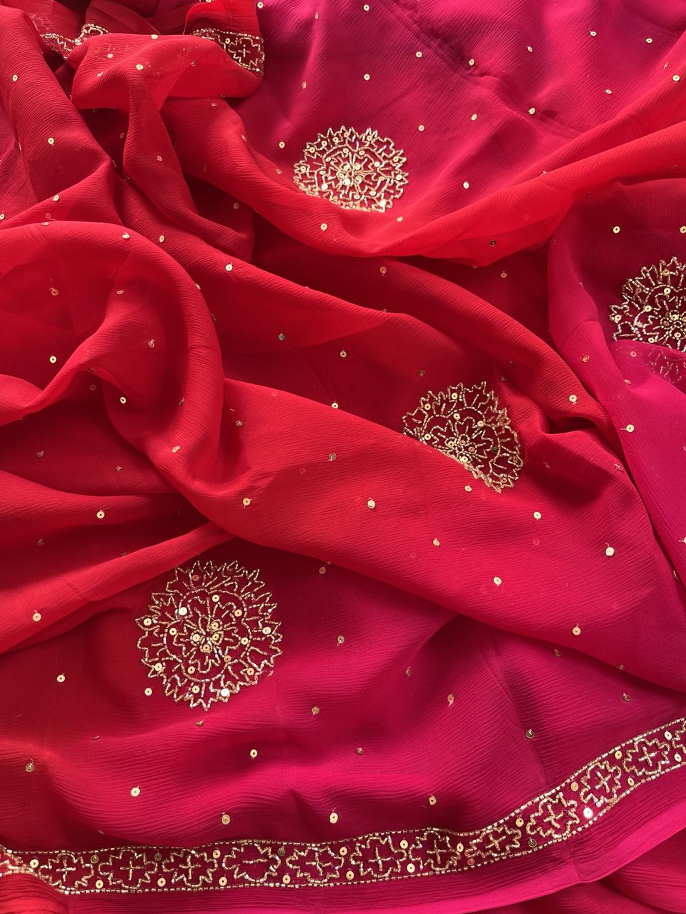 The Red-Rani Ombré Chiffon