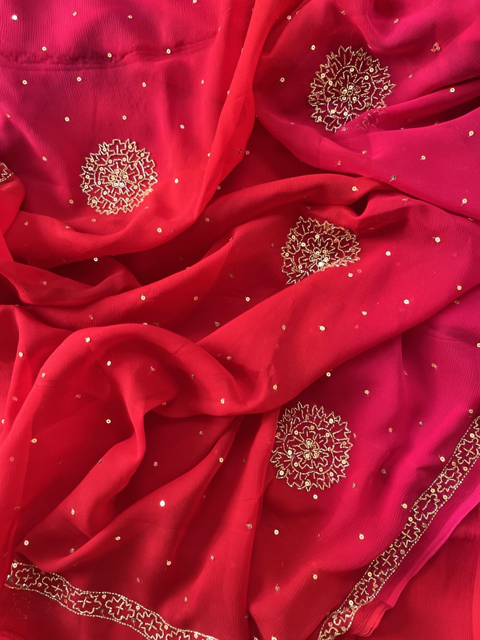 The Red-Rani Ombré Chiffon