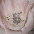 Platinum silk chiffon with applique work