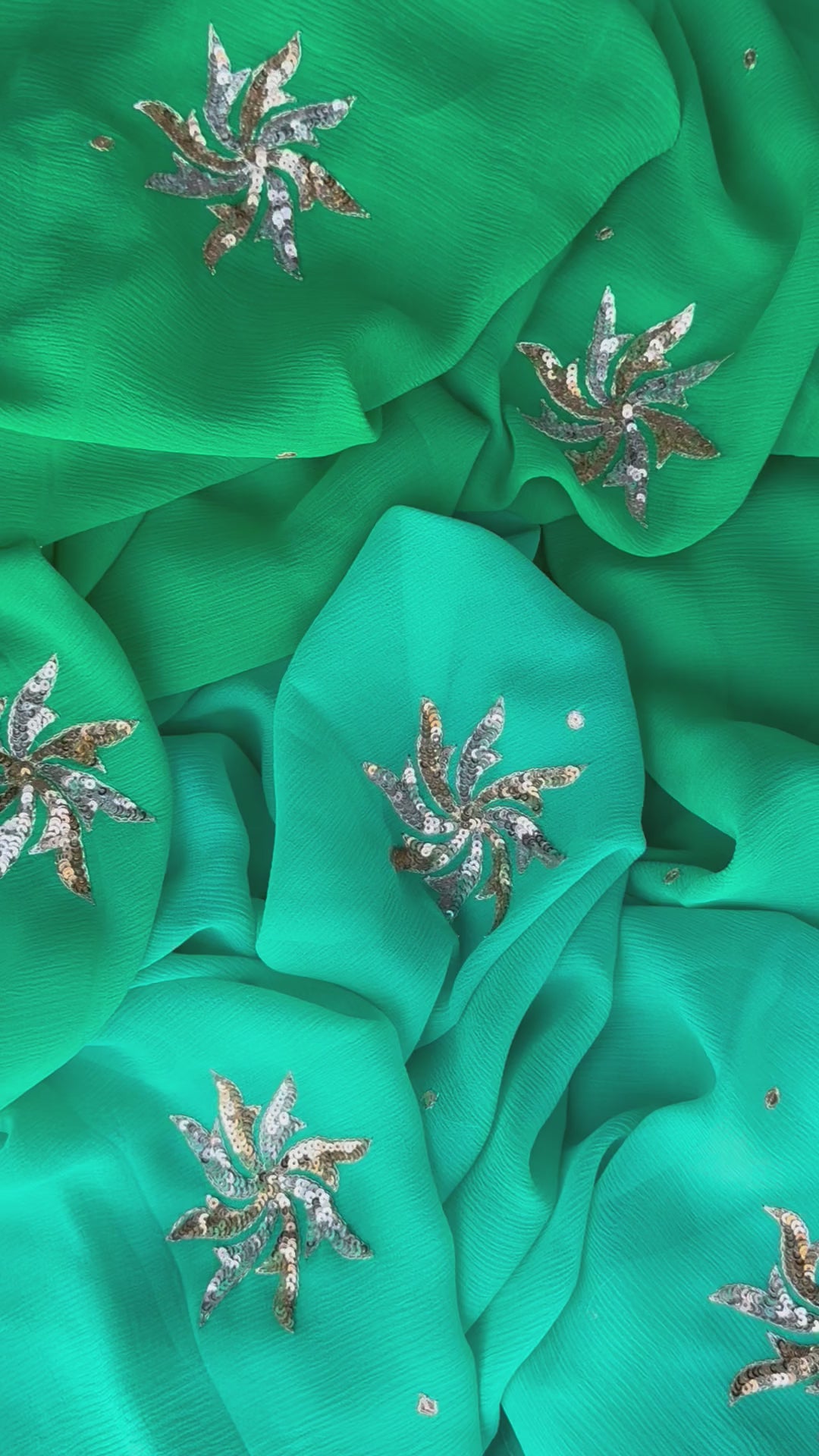 Pure silk chiffon ombré green